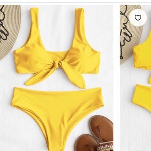 Yellow bathing suit.